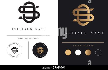 Luxury SO or OS Initial Monogram Text Letter Logo Design Stock Vector