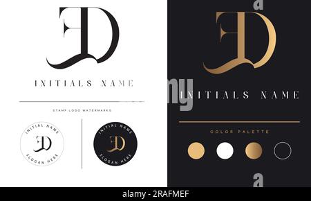 Luxury ED or DE Initial Monogram Text Letter Logo Design Stock Vector
