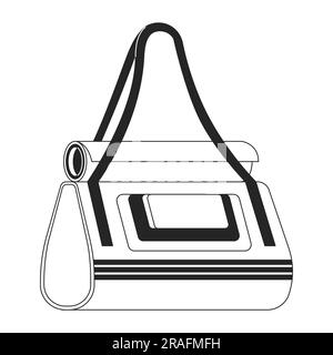 Fitness bag flat monochrome isolated vector object Stock Vector
