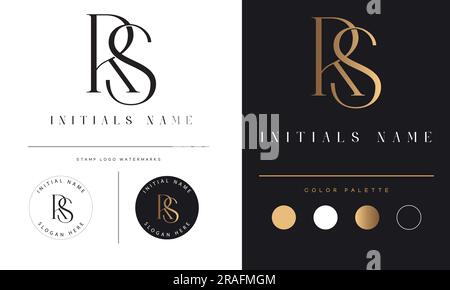 Luxury RS or SR Initial Monogram Text Letter Logo Design Stock Vector
