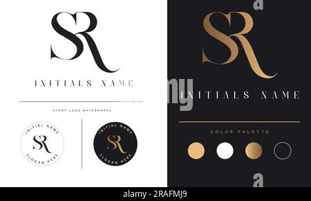 Luxury SR or RS Initial Monogram Text Letter Logo Design Stock Vector