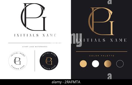 Luxury GP or PG Initial Monogram Text Letter Logo Design Stock Vector