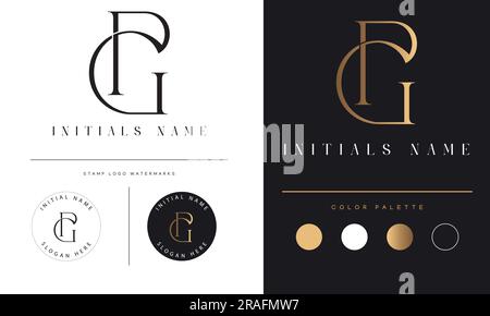 Luxury GP or PG Initial Monogram Text Letter Logo Design Stock Vector