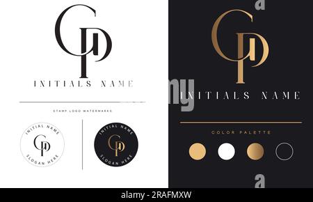 Luxury GP or PG Initial Monogram Text Letter Logo Design Stock Vector