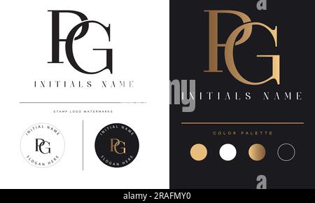 Luxury GP or PG Initial Monogram Text Letter Logo Design Stock Vector
