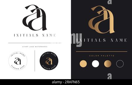 Luxury AA Initial Monogram Text Letter Logo Design Stock Vector