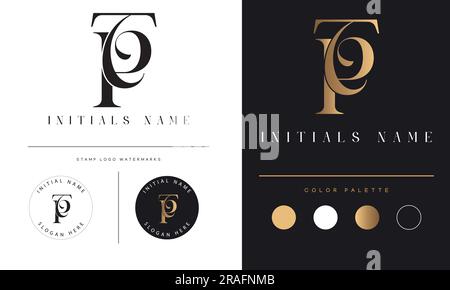 Luxury TP or PT Initial Monogram Text Letter Logo Design Stock Vector