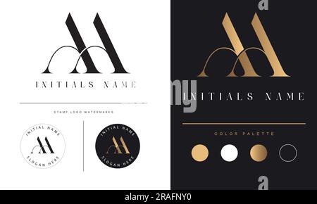Luxury Initial AA Monogram Text Letter Logo Design Stock Vector Image ...
