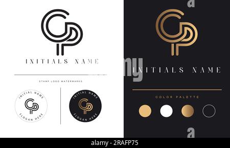 Modern Luxury CP or PC Initial Monogram Text Letter Logo Design Stock Vector