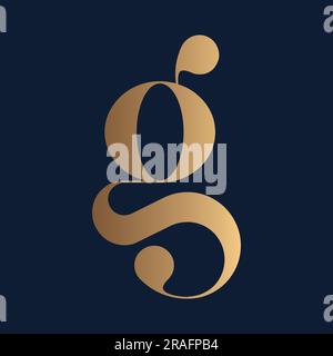 Luxury G Initial Monogram Text Letter Logo Design Stock Vector