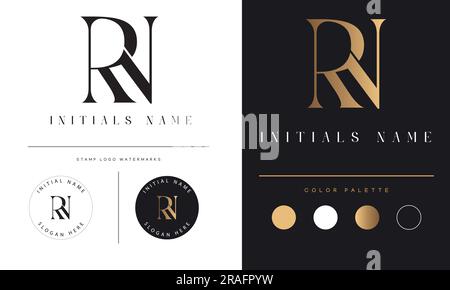Luxury RN or NR Initial Monogram Text Letter Logo Design Stock Vector