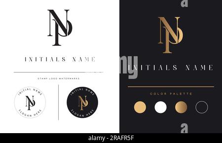 Luxury NP or PN Initial Monogram Text Letter Logo Design Stock Vector