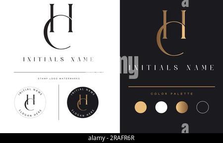 Luxury CH or HC Initial Monogram Text Letter Logo Design Stock Vector