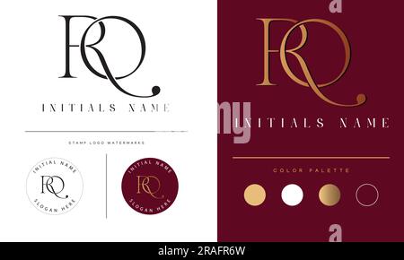 Luxury RQ or QR Initial Monogram Text Letter Logo Design Stock Vector