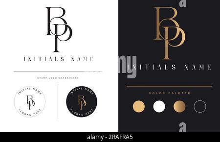 Luxury BP or PB Initial Monogram Text Letter Logo Design Stock Vector