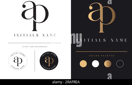 Luxury AP or PA Initial Monogram Text Letter Logo Design Stock Vector