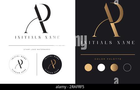Luxury AP or PA Initial Monogram Text Letter Logo Design Stock Vector