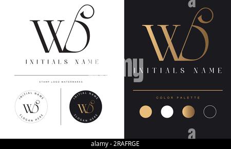 Luxury WD or DW Initial Monogram Text Letter Logo Design Stock Vector