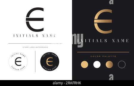 Luxury CE or EC Initial Monogram Text Letter Logo Design Stock Vector