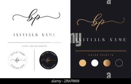 Luxury BP or PB Initial Monogram Text Letter Logo Design Stock Vector