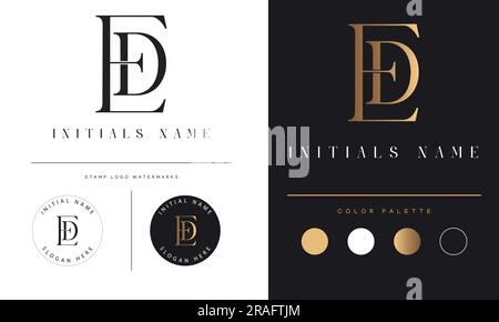 Luxury ED or DE Initial Monogram Text Letter Logo Design Stock Vector