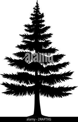 Conifer tree silhouette isolated on white background. vector illustration Stock Vector