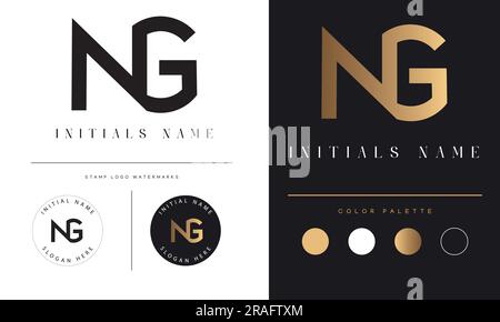 Luxury NG or GN Initial Monogram Text Letter Logo Design Stock Vector