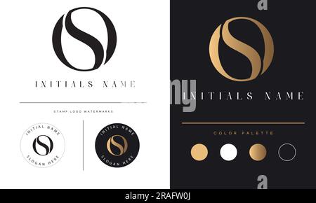 Luxury OS or SO Initial Monogram Text Letter Logo Design Stock Vector