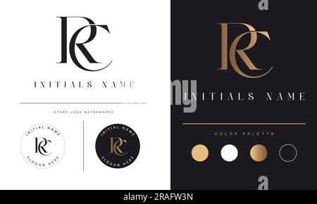 Luxury RC or CR Initial Monogram Text Letter Logo Design Stock Vector