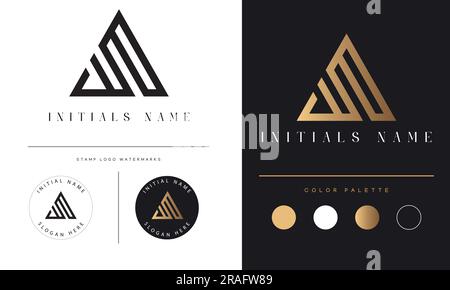 Luxury WD or DW Initial Monogram Text Letter Logo Design Stock Vector