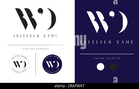 Luxury WD or DW Initial Monogram Text Letter Logo Design Stock Vector