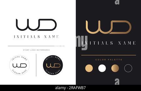 Luxury WD or DW Initial Monogram Text Letter Logo Design Stock Vector