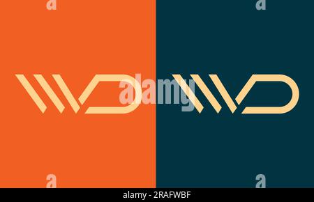 Luxury WD or DW Initial Monogram Text Letter Logo Design Stock Vector