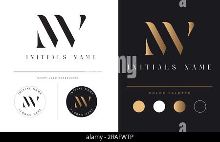 Luxury NV or VN Initial Monogram Text Letter Logo Design Stock Vector