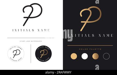 Luxury FP or PF Initial Monogram Text Letter Logo Design Stock Vector