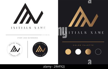 Luxury MV or VM Initial Monogram Text Letter Logo Design Stock Vector