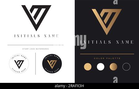 Luxury MV or VM Initial Monogram Text Letter Logo Design Stock Vector