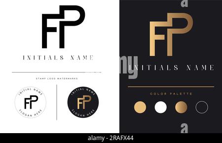 Luxury FP or PF Initial Monogram Text Letter Logo Design Stock Vector