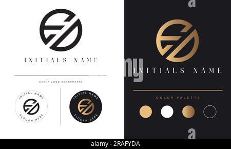 Luxury ED or DE Initial Monogram Text Letter Logo Design Stock Vector