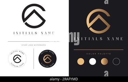 Luxury CA or AC Initial Monogram Text Letter Logo Design Stock Vector