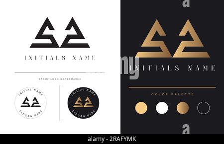 Luxury SS Initial Monogram Text Letter Logo Design Stock Vector