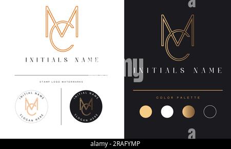 Luxury MC or CM Initial Monogram Text Letter Logo Design Stock Vector