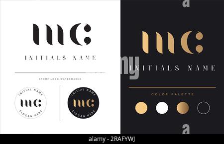 Luxury MC or CM Initial Monogram Text Letter Logo Design Stock Vector