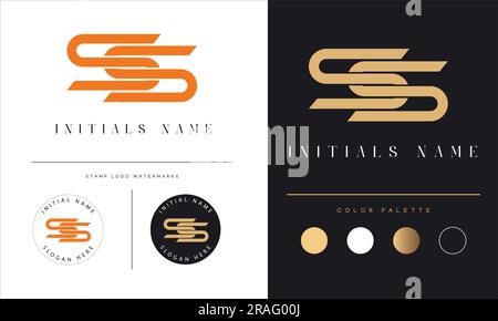 Luxury SS Initial Monogram Text Letter Logo Design Stock Vector