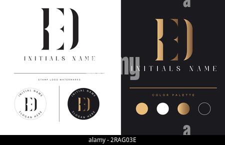 Luxury ED or DE Initial Monogram Text Letter Logo Design Stock Vector