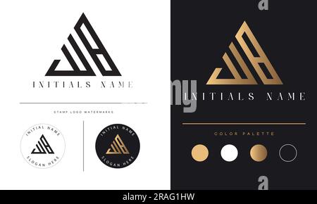 Luxury WB or BW Initial Monogram Text Letter Logo Design Stock Vector