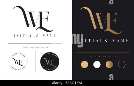 Luxury WE or EW Initial Monogram Text Letter Logo Design Stock Vector