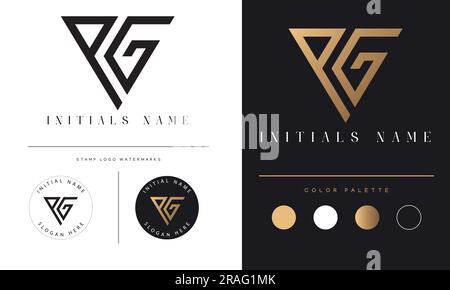 Luxury PG or GP Initial Monogram Text Letter Logo Design Stock Vector