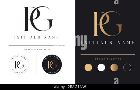 Luxury PG or GP Initial Monogram Text Letter Logo Design Stock Vector