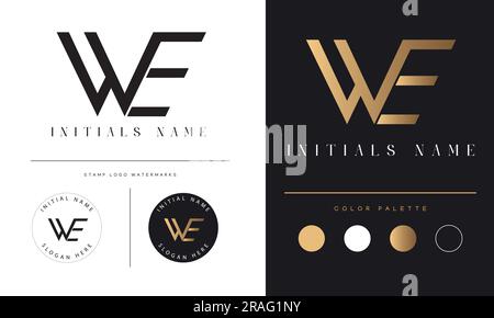 Luxury WE or EW Initial Monogram Text Letter Logo Design Stock Vector